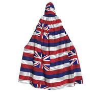 HJFCZH Flag of Hawaii American Prints Halloween Adult Hooded Cape Large Hooded Cloak with Bow Tie, No Zipper