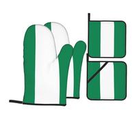 HJFCZH Flag of Nigeria Prints Kitchen Throw Set: Durable Oven Layers with Waterproof Polyester - 4 Piece Heat Protection System
