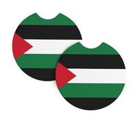 HJFCZH Flag of the State of Palestine Prints Car Cup Coasters 2-Pack - Neoprene Drink Covers for Worry-Free Driving & a Spotless Interior - Fits Most Vehicles
