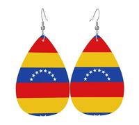 HJFCZH Flag of Venezuela Prints Dangle Leather Earrings - Elegant Water Drop Drops for Festive Style & Everyday Chic