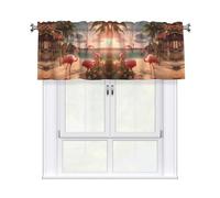 HJFCZH Flamingo Beach Prints Kitchen Window Cover - 54x18 Inch Peach Skin Valance for Soft Lighting & Easy Style