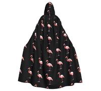 HJFCZH Flamingo gently touching the water Pattern Halloween Adult Hooded Cape Super Large Hooded Cloak with Bow Tie, No Zipper