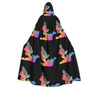 HJFCZH Flying doves among colorful clouds Pattern Halloween Adult Hooded Cape Super Large Hooded Cloak with Bow Tie, No Zipper