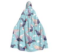 HJFCZH Flying pigeons Prints Halloween Adult Hooded Cloak for various party and carnival settings