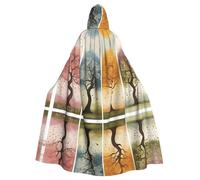 HJFCZH Four Seasons Spring Tree Pattern Halloween Adult Hooded Cape Super Large Hooded Cloak with Bow Tie, No Zipper