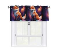 HJFCZH Fox On The Galaxy Prints Kitchen Window Cover - 54x18 Inch Peach Skin Valance for Soft Lighting & Easy Style