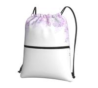 HJFCZH Framing Lilac Flowers in Blossom Prints Drawstring Zipper Backpack Lightweight Sport Gym Bag Water-Resistant Travel Throw Cover for Men Women Teens