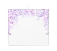 HJFCZH Framing Lilac Flowers in Blossom Prints Kitchen Drying Mat - Absorbent Dish Drying Throw with Vibrant Prints, Quick-Dry Countertop Cover for Dishes & Utensils - Non-Slip