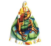 HJFCZH Frog on Fire Picture Halloween Adult Hooded Cape Super Large Hooded Cloak