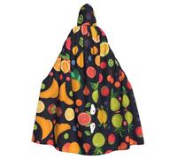 HJFCZH Fruit Collection Printed Halloween Adult Hooded Cloak for various party and carnival settings