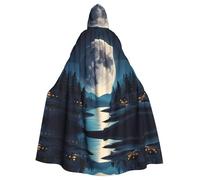 HJFCZH Full Moon In Night Prints Halloween Adult Hooded Cloak for various party and carnival settings