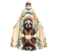 HJFCZH funny Cute Animal Sloth Music Printed Halloween Adult Hooded Cloak for various party and carnival settings