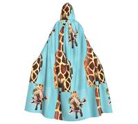 HJFCZH Funny Giraffe Art Prints Hooded Cloak - Long Cape, Comfortable Throw for Cosplay & Parties