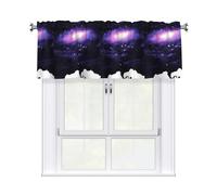 HJFCZH Galaxy space art Prints Curtain Valance 54x18in - Peach Skin Kitchen Window Layer, Filtered Light & Quick-Install Rod Pocket Cover