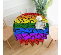 HJFCZH Gay Pride Rainbow Pattern Prints Round Decorative Tablecloth 60in - High-Grade Polyester Throw for Dinners, Weddings & Everyday Use