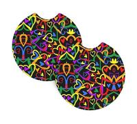 HJFCZH Gay Pride Rainbow Prints Car Cup Coasters 2-Pack - High-Grade Neoprene Layers for Spillproof Protection & Stylish Vehicle Interiors - Fits Most Cars