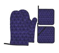 HJFCZH Ghost swarm Prints Kitchen Throw Set: Durable Oven Layers with Waterproof Polyester - 4 Piece Heat Protection System