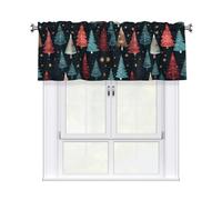 HJFCZH Glitter Christmas Tree Prints Kitchen Window Cover - 54x18 Inch Peach Skin Valance for Soft Lighting & Easy Style