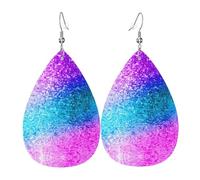 HJFCZH Glitter Sequin Spot Prints Water Drop Earrings - Fashionable Faux Leather Drops with 925 Sterling Silver Earring Hooks - Durable & Stylish