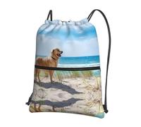 HJFCZH Golden Retriever Prints Drawstring Zipper Backpack - Water-Resistant & Durable Gym Bag for Travel, Sports & Everyday Essentials