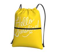 HJFCZH Goodlooking Hello Sunshine Prints Drawstring Zipper Backpack - Lightweight Gym Throw Bag with Front Pocket - Ideal for Travel & Yoga
