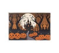 HJFCZH Gothic Happy Halloween Prints Placemats Set of 6 12x18in - Durable Table Layers with Heat-Resistant & Stylish Prints