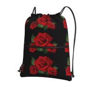 HJFCZH Gothic Rose Prints Drawstring Zipper Backpack - Lightweight Water-Resistant Gym Bag for Travel, Sports & Yoga - Durable Foldable Cover with Front Pocket