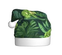 HJFCZH Green Frog The Leaves Printed Christmas Hat for Adult Soft, lightweight Holiday party use