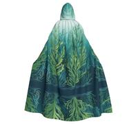 HJFCZH Green Sea Blue Seaweed Prints Halloween Adult Hooded Cloak ensuring easy care and long-lasting use