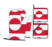 HJFCZH Greenland Flag Prints Kitchen Throw Set: Durable Oven Layers with Waterproof Polyester - 4 Piece Heat Protection System