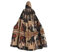 HJFCZH Guitar Bass Music Musical Instruments Prints Hooded Cloak - Extra Large Cape with Drawstring, Cozy Layer