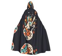 HJFCZH Guitar Piano Pattern Prints Halloween Adult Hooded Cloak for various party and carnival settings