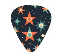 HJFCZH Guitar Picks Set of 12, 3 Thicknesses, ABS Material, for Acoustic | Electric Guitar, Ukulele Atomic Stars Retro Pattern Prints