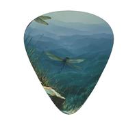 HJFCZH Guitar Picks Set of 12, 3 Thicknesses, ABS Material, for Acoustic | Electric Guitar, Ukulele Dragonflies In The Hills Prints