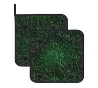HJFCZH hacker era Prints Square Hot Pads for Kitchen - Waterproof Heat Resistant Potholders, Thick Trivet Covers with Hanging Loops, Oven & Grill Dish Protectors (2-Pack)