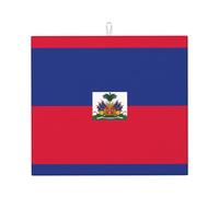 HJFCZH Haitian flag Prints Kitchen Drying Mat - Absorbent Dish Drying Throw with Vibrant Prints, Quick-Dry Countertop Cover for Dishes & Utensils - Non-Slip
