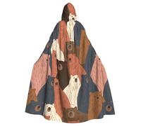 HJFCZH Hand drawn bear animal Printed Halloween Adult Hooded Cloak for various party and carnival settings