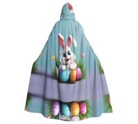 HJFCZH Happy Easter Eggs Bunny Tail Printed Halloween Adult Hooded Cloak for various party and carnival settings