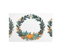 HJFCZH Harvest Pumpkin Wreath Prints Placemats Set of 6 12x18in - Heavy-Duty Polyester Table Covers Engineered for Lasting Performance