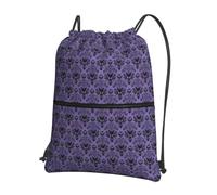 HJFCZH Haunted Mansion Prints Drawstring Zipper Backpack - Water-Resistant & Durable Gym Bag for Travel, Sports & Everyday Essentials