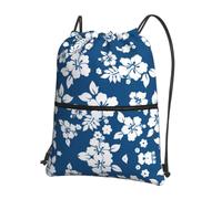 HJFCZH Hawaii Flower Prints Drawstring Zipper Backpack - Ultra-Durable Water-Resistant Gym Bag for Travel & Sports - Lightweight & Foldable Cover