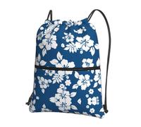HJFCZH Hawaii Flower Prints Drawstring Zipper Backpack - Water-Resistant & Durable Gym Bag for Travel, Sports & Everyday Essentials