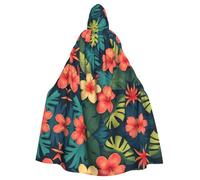HJFCZH Hawaiian Flower Prints Halloween Adult Hooded Cloak ensuring easy care and long-lasting use