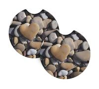 HJFCZH Heart Stone Prints Car Cup Coasters 2-Pack - Engineered Neoprene Drink Layers: Heat & Cold Resistant, Waterproof Protection - Universal Fit