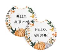 HJFCZH Hello Autumn Prints Car Cup Coasters 2-Pack - Neoprene Layers Protect Cup Holders From Spills & Scratches - Fits Most Vehicles