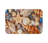 HJFCZH Hem Mat 40x60in Washable Accent Rug for Bathroom Vanity | Guest Room Seashell Landscape On The Beach Printing