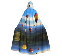 HJFCZH Hot Air Balloon In The Sky Pattern Halloween Adult Hooded Cape Super Large Hooded Cloak with Bow Tie, No Zipper