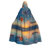 HJFCZH hot air balloon sunset Prints Hooded Cloak - Oversized Cape, Cozy Throw for Halloween & Cosplay Fun