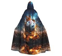 HJFCZH Hot Baseball Printed Halloween Adult Hooded Cloak for various party and carnival settings