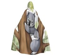 HJFCZH Hugging tree koala Prints Halloween Adult Hooded Cape Large Hooded Cloak with Bow Tie, No Zipper